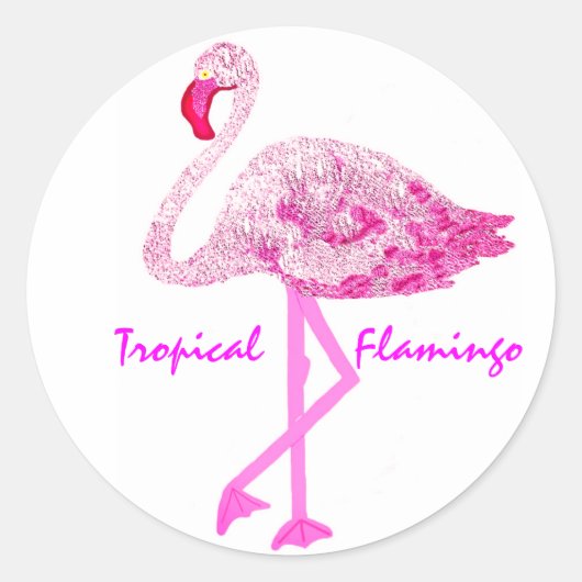 Flamingo Glory Ronde Sticker (Voorkant)