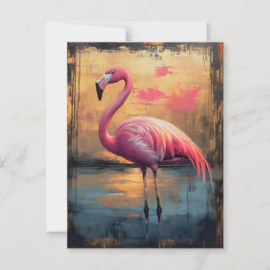 Flamingo Golden Sunset Paint Briefkaart