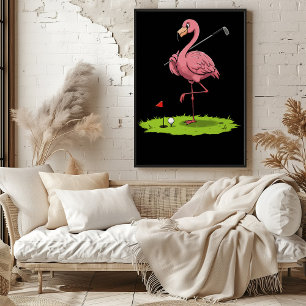 Flamingo Golfer op het groen Poster