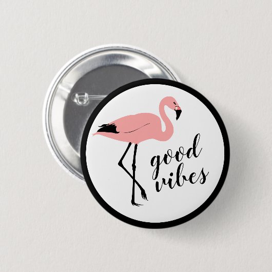Flamingo Good Vibes Funny Button (Voorkant /achterkant)