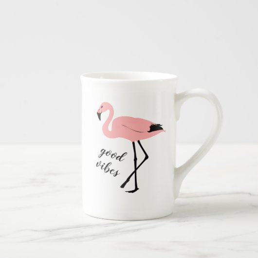 Flamingo Good Vibes Pink Black Bone China Mok (Rechts)