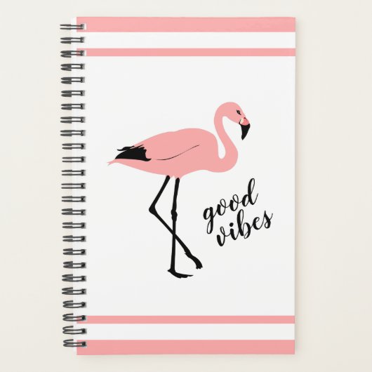 Flamingo Good Vibes Pink Black Cute Planner (Voorkant)