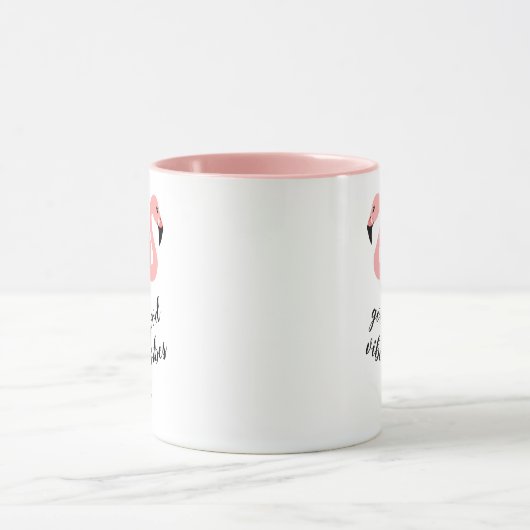 Flamingo Good Vibes Pink Black Mok (Midden)