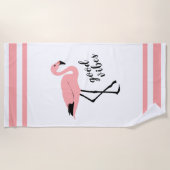 Flamingo Good Vibes Pink Black Trendy Cute Strandlaken (Voorkant)
