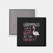 Flamingo Grammingo als een normale Grammy Gift Fun Magneet (Voorkant / Achterkant)
