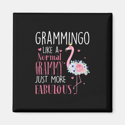 Flamingo Grammingo als een normale Grammy Gift Fun Magneet (Voorkant)