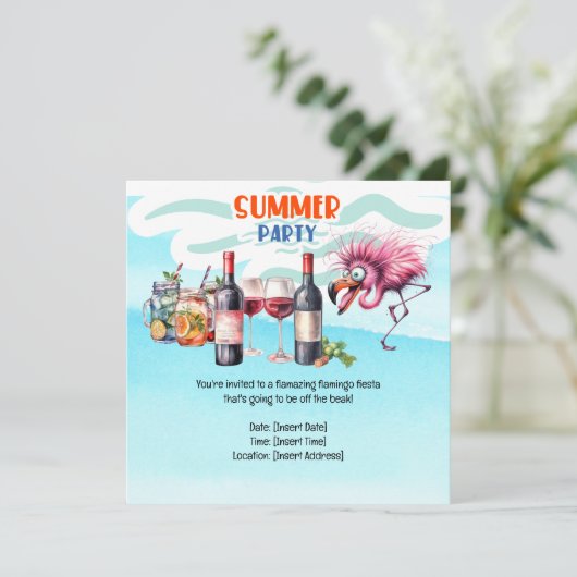 Flamingo Grappig Ontwerp voor partij Save The Date (Staand voorkant)