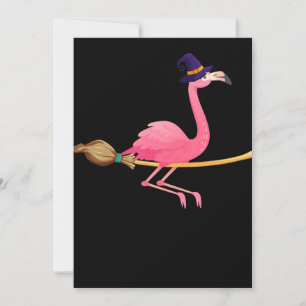 Flamingo   Grappige Flamingo Heks Halloween Feestdagenkaart