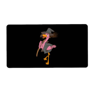 Flamingo Halloween Flamingo Witch Cool Pink Bird Etiket
