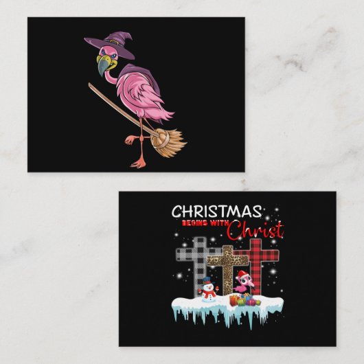 Flamingo | Halloween Flamingo Witch Scary Informatiekaartje (Voorkant / Achterkant)