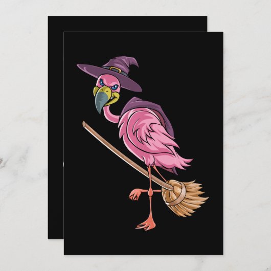 Flamingo | Halloween Flamingo Witch Scary Save The Date (Voorkant / Achterkant)