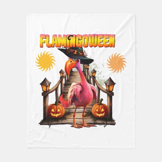 Flamingo Halloween Fleece Deken (Voorkant)