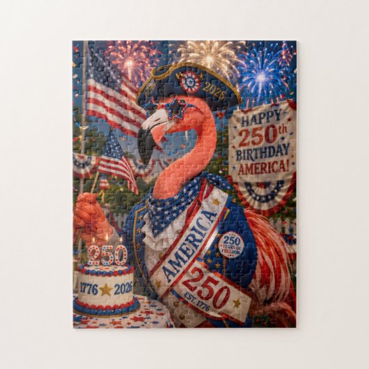 Flamingo Happy 250th Birthday America July 4th Legpuzzel (Verticaal)