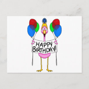 Flamingo Happy Birthday-ballonnen Briefkaart