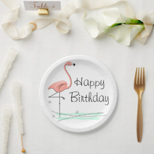 Flamingo Happy Birthday paper bord