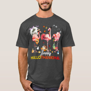 Flamingo Happy Hanksmas Funny Halloween dan T-shirt
