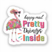 Flamingo Happy Mail dingen in de Sticker (Voorkant)