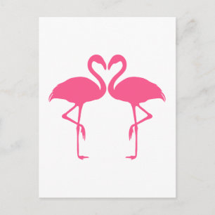 Flamingo hart, twee roze flamingos uit liefde briefkaart