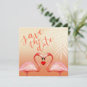 Flamingo Heart Kiss sparen de Datum | perziken Kaart (Staand voorkant)