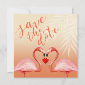 Flamingo Heart Kiss sparen de Datum | perziken Kaart (Voorkant)