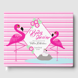 Flamingo heet roze grafisch baby shower gastenboek
