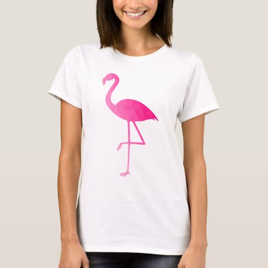 Flamingo heet roze ombre geometrisch mesh patroon t-shirt (Voorkant)