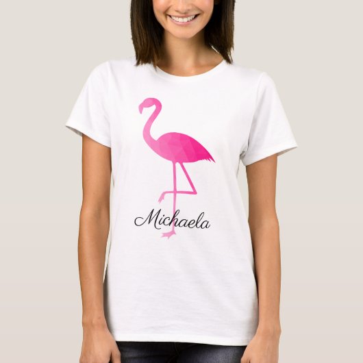 Flamingo heet roze ombre geometrische mesh Jouw na T-shirt (Voorkant)