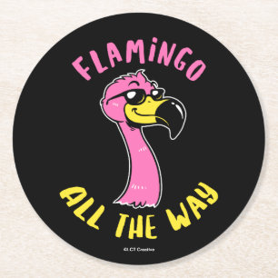 Flamingo helemaal ronde kartonnen onderzetter