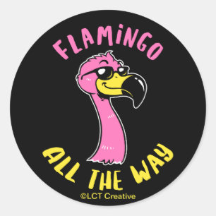 Flamingo helemaal ronde sticker