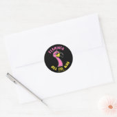 Flamingo helemaal ronde sticker (Envelop)