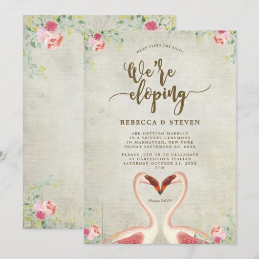 flamingo het binden van de knoop die uitnodigingen (Voorkant / Achterkant)