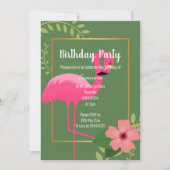 FLAMINGO HIBISCUS SAGE GREEN GOLD BIRTHDAY KAART (Voorkant)
