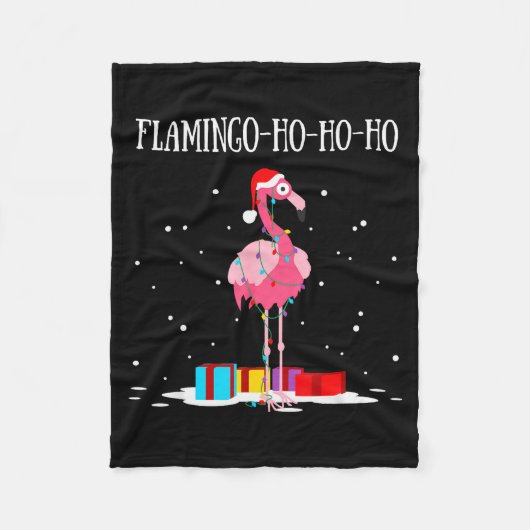 Flamingo Ho Ho Ho Nk Christmas Tree Lights Chain X Fleece Deken (Voorkant)