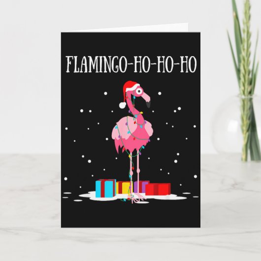Flamingo Ho Ho Ho Nk Christmas Tree Lights Chain X Kaart (Voorkant)