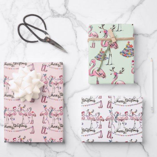 Flamingo Holiday Party Wrapping Paper (Voorkant)