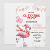 Flamingo Ice Skating invitation (Devant / Derrière)