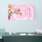 Flamingo in Bloemen Spandoek (Beurs)