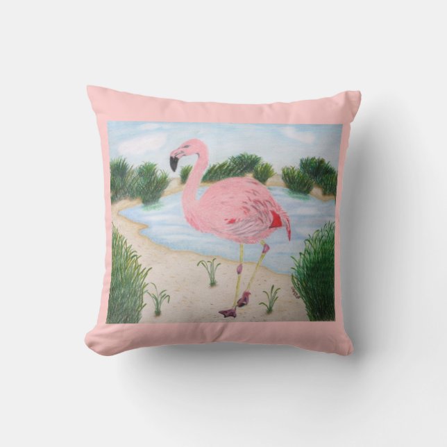 Flamingo in de Marsh Pillow Kussen (Voorkant)