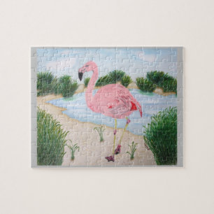 Flamingo in de Marsh Puzzle Legpuzzel