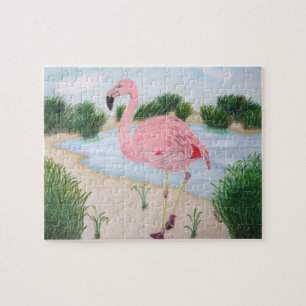 Flamingo in de Marsh Puzzle Legpuzzel