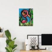 Flamingo in de tuin poster (Thuiskantoor)