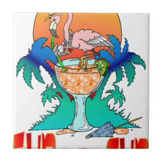 Flamingo in de zon tegeltje