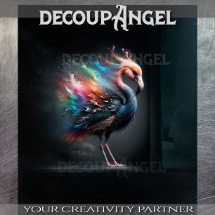 Flamingo in een explosie van kleur tissuepapier