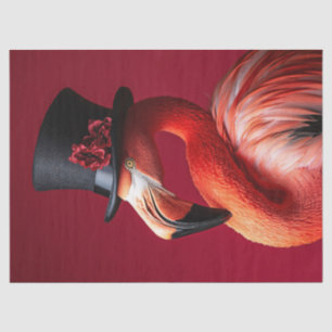 Flamingo in een hoed decoupage tissuepapier