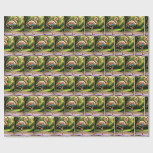 Flamingo in een yoga houding cadeaupapier (Vlak)