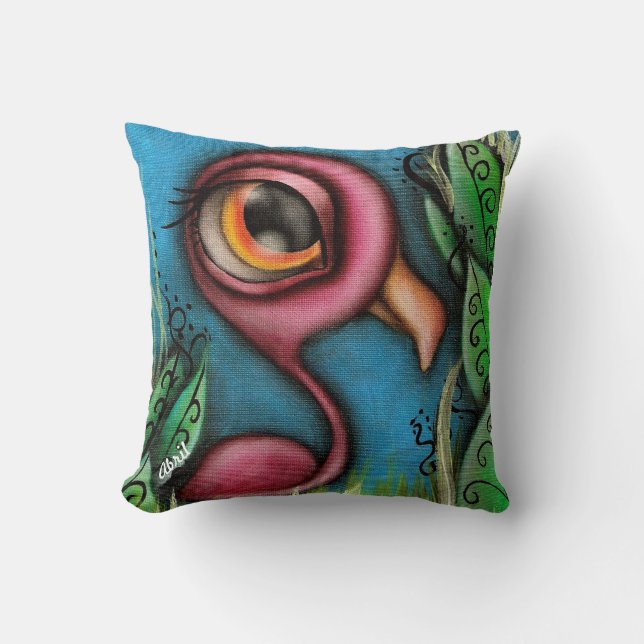 Flamingo in Garden Pillow Kussen (Voorkant)