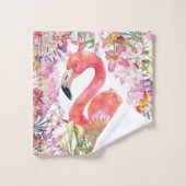 Flamingo in het Bloem Oerwoud - het Patroon van de Bad Handdoek (Wasdoekje)