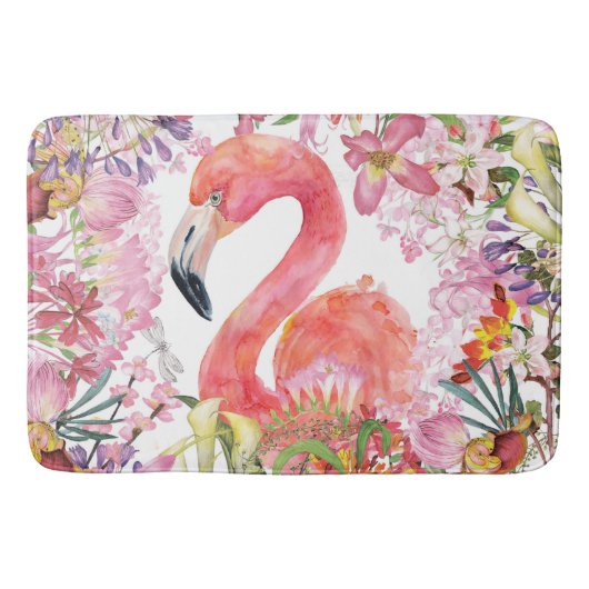 Flamingo in het Bloem Oerwoud - het Patroon van de Badmat (Voorkant)