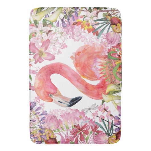 Flamingo in het Bloem Oerwoud - het Patroon van de Badmat (Voorkant Verticaal)