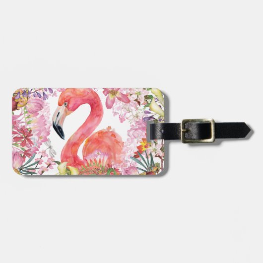 Flamingo in het Bloem Oerwoud - het Patroon van de Bagagelabel (Voorkant horizontaal)